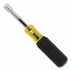 This pass-through nut driver features a hollow hex design for working over long threaded rods or studs. The magnetized tip holds fasteners securely during installation. Suitable for driving hex nuts and bolts in electrical, mechanical, and industrial applications.