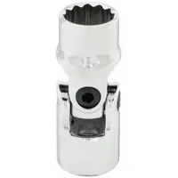 WESTWARD Flex Socket: 1/2 in Drive Size, 3/4 in Socket Size, 12-Point, Std, Chrome