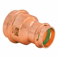 Press-fit x Press-fit copper or bronze tube coupling for joining copper tubing in plumbing systems. Features a Seal Window for visual verification of proper installation. Sizes: 1 1/2 in CTS x 1 in CTS. Manufacturer part number SPWRC53R