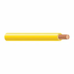 Single-conductor stranded copper building wire, 8 AWG, rated 600 V. THHN/THWN-2 construction permits use in dry and wet locations. Suitable for general-purpose power and lighting circuits in residential, commercial, and industrial installations. Yellow jacket, 1000 ft length.