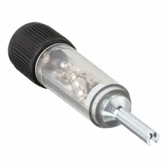 This valve core tool kit is used for installing, removing, or servicing valve cores in refrigeration systems. The brass body construction offers corrosion resistance for HVAC and commercial refrigeration maintenance tasks.