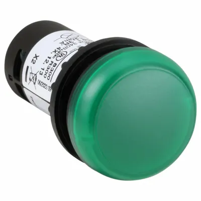 EATON Flush Panel Light: 22 mm Panel Mounting Hole Dia, LED, Green, Flush Head - LED Indicator Pilot Lights