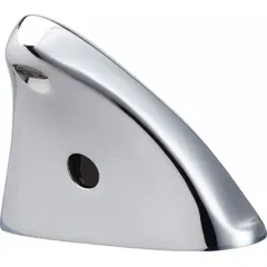 Centerset faucet constructed of cast brass with a polished chrome finish. Operates on a hardwired 12V AC power source and connects to hot and cold water supply lines. Motion sensor enables touch-free operation for handwashing in commercial restrooms, healthcare facilities, and public washrooms.