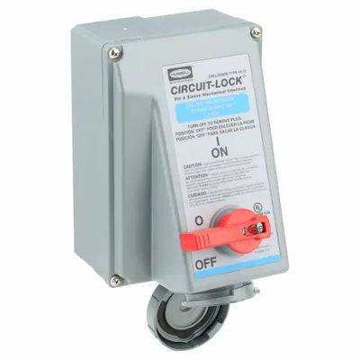 HUBBELL Mechanical Interlock: 240V AC, Three Phase, 30 A, 3 Pole - Watertight Interlocks
