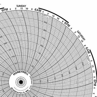 GRAPHIC CONTROLS Circular Paper Chart: Honeywell, 0°F to 1,600°F, BN 24001661-013, Temp°F - Circular Charts Compatible with Honeywell