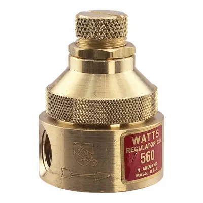 Watts Pressure Regulator: FNPT x FNPT, 1/8 in Pipe Size, Brass, 0 psi to 60 psi - Standard Capacity Water Pressure Regulators