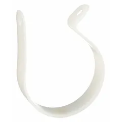 Half-strap loop clamp made of plastic for securing 1 1/2 in copper tube, 1 1/2 in pipe, and tubing up to 1 5/8 in max OD. Used in industrial piping systems for supporting and routing tube and pipe runs.