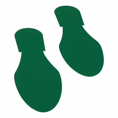MIGHTY LINE Floor Marking Shape: Footprint, Footprint/Solid, Green, No Legend, 3 1/2 in x 9 1/2 in - Footprint-Shaped Floor Marking Tape