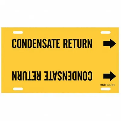 BRADY Pipe Marker: Condensate Return, Yellow, Black, Fits 8 to 9 7/8 in Pipe O.D. - Condensate Return Strap-On Pipe Markers