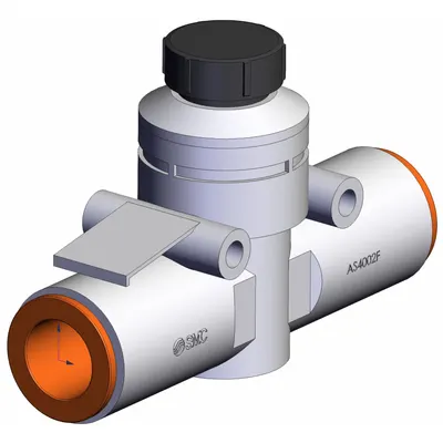 SMC Speed Controller: In-Line Fitting, Knob, 1/2 in Valve Body Size - In-Line Speed Control Valves