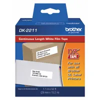 Continuous Label Stock: 7/64 in x 50 ft, Polyolefin, White (Gloss), Indoor (MPN DK2211)