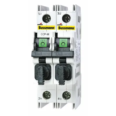 BUSSMANN Fuse Block: Finger-Safe, 2 Pole, 240 V AC, DIN Rail Mounting - Midget Fuse Blocks