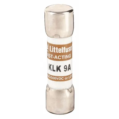 LITTELFUSE Fuse: KLK Series, Midget, Fast-Acting, 9 A, 600 V AC, 500 V DC - Fast-Acting Cylindrical Fuses
