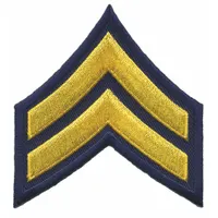 HEROS PRIDE Embroidered Patch: CPL, 3 in, Gold/Navy, Polyester/Rayon, Rank Insignia, 1 PR (MPN 5410C)