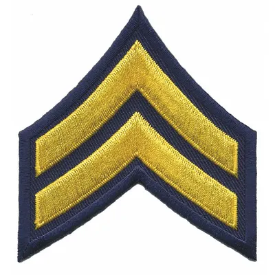 HEROS PRIDE Embroidered Patch: CPL, 3 in, Gold/Navy, Polyester/Rayon, Rank Insignia - Embroidered Insignia