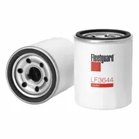 Spin-on oil filter for engine lubrication systems. Overall length 9 in, width 6 3/16 in. Compatible with Caterpillar vehicles. Removes contaminants to protect engine components