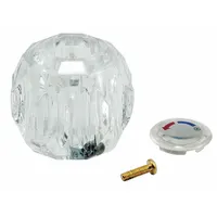 Replacement knob handle for Powers 900 Series faucets. Constructed of plastic with a chrome finish. Includes a plug button. For use with hot and cold water