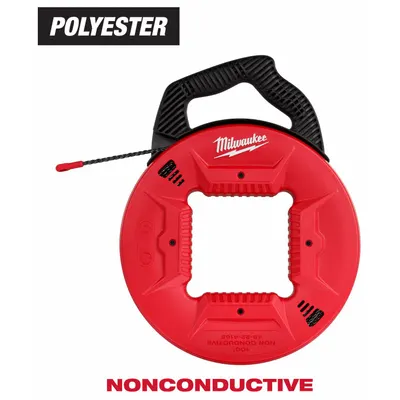 MILWAUKEE Fish Tape: 100 ft Lg, Manual Wind Tape Retraction, Spiral Tape Shape - Non-Conductive Fish Tapes