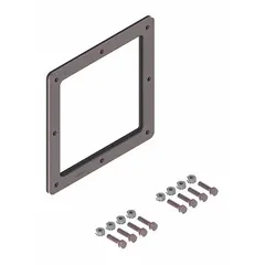 Steel box connector with gasket for connecting wireways to enclosures in dust-tight electrical systems. Measures 6 in height and 7 5/8 in length. Maintains environmental seal to prevent dust ingress in industrial wiring applications.