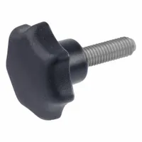 JW WINCO Plastic Hand Knob w/ Stainless Steel Stud w/ Plastic Tip: 7 Point, Plastic w/ SS Thread (MPN 6336.10-40-M8-40-KU)
