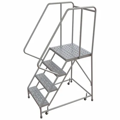 BALLYMORE Rolling Ladder: 3.3 ft Platform Ht, Assembled, Aluminum, Wt-Actuated - Aluminum Weight-Actuated Ladders