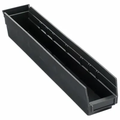 QUANTUM STORAGE SYSTEMS Shelf Bin: 23 5/8 in Overall Lg, 4 1/8 in x 4 in, Black - ESD Static-Control Plastic Shelf Bins
