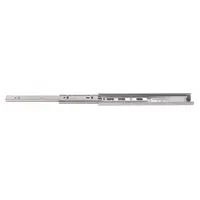 Side-mount, full-extension ball bearing drawer slide with a closed length of 17 23/32 in and 18 in travel. Suitable for industrial cabinetry, tool storage, and equipment enclosures requiring smooth, full-access sliding