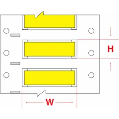 Polyolefin sleeve label in yellow matte finish, measuring 2 in x 2 in. Designed for wire gauges 10 AWG to 20 AWG. Compatible with THT printer series. Used for wire and cable identification in control panels, electrical cabinets, and data centers.