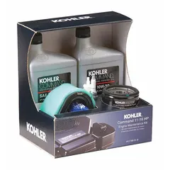 Maintenance kit for KOHLER CV460-493 engine models. Contains components required for routine engine servicing. Suitable for use in outdoor power equipment such as lawn tractors and generators.