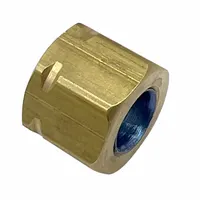 Brass compression fitting sleeve for 3/8 in OD tubing. Self-aligning design. Overall length 7/16 in. Used in fluid power and pneumatic systems for leak-tight connections on tubing