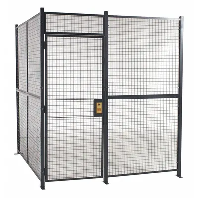 RAPIDWIRE Welded Partition Cage: 16 ft W x 16 ft D 8 ft H, Gray, 3 Sides - WireCrafters Welded-Wire