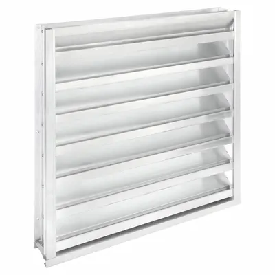 Dayton 30"H 30"W Drnbl Extrd Alu Intake Louver: Hat Channel, Recess Mount, 29 1/2 in H - Drainable Stationary-Blade Louvers