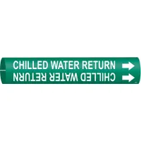 Pipe Marker: Chilled Water Return, Green, White, Fits 1 1/2 to 2 3/8 in Pipe O.D., 1 Pipe Markers (MPN 4023-B)