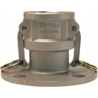 This cam and groove fitting is a flange type with a 316 stainless steel body and nitrile gasket, rated for 250 psi maximum working pressure at 70°F. It is used for quick-connect fluid transfer in industrial piping systems, providing a secure connection for hose or pipe ends. No locking arm is included