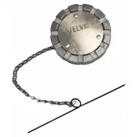 This non-locking, vented diesel fuel cap features a threaded attachment with chain and cross bar for secure closure and easy handling. It has a 3 3/8 in cap diameter, 3 3/8 in neck length, and 3 1/2 in neck diameter in a silver finish. Suitable for use on diesel fuel tanks in heavy-duty trucks and industrial equipment