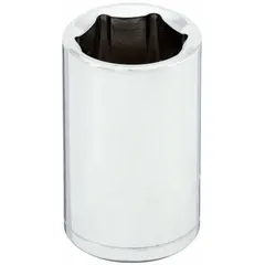 This 1/2" drive hand socket features a 17 mm, 6-point standard configuration for secure engagement on hex fasteners. Constructed from chrome, it is suitable for tightening or loosening metric bolts and nuts in automotive, machinery, and general assembly applications.