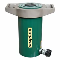 Single-acting hydraulic ram with 100 ton nominal capacity and 10 in nominal stroke. Steel construction. Used in industrial lifting, pressing, and maintenance tasks requiring controlled single-direction force.
