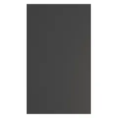 This phenolic partition panel measures 58 inches in height, 34 inches in width, and 1/2 inch in thickness. It features a matte black finish and a resin impregnated kraft paper inner core. Used for constructing privacy partitions in commercial restrooms.