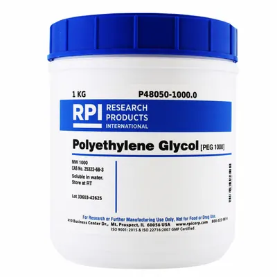 RPI Polyethylene Glycol (PEG 1000): 1 kg Volume, Solid - Protease Inhibitors