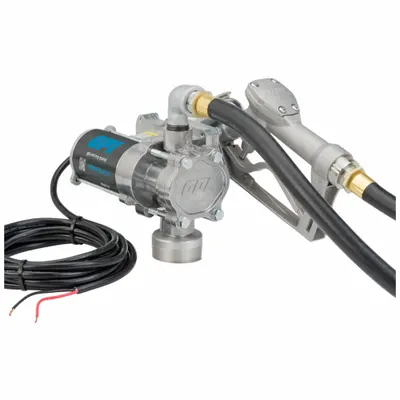 GPI Electric Drum Pump: 12 V DC, 1/10 hp HP, 8 gpm Max. Flow Rate, Pump with Hose & Nozzle - Bung-Mount DC-Powered Fuel Transfer Pumps