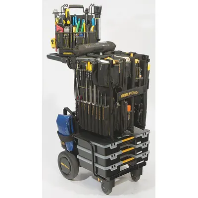 MOBILE SHOP Tool Cart, Complete/No Drill: Black, 20 in Wd, 28 in Dp, 40 in Ht - Tool-Equipped Heavy-Duty Modular Utility Carts