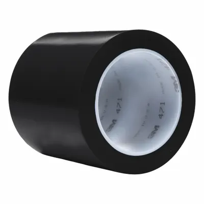 3M Floor Marking Tape: Gen Purpose, Solid, Black, 4 in x 108 ft, 5.2 mil Tape Thick - General Purpose Floor Marking Tape