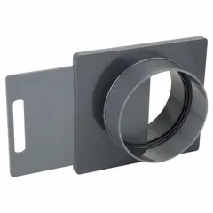 This PVC blast gate is designed for 10-inch duct diameter with an overall length of 6 3/8 inches. It controls airflow in dust collection and ventilation ductwork, allowing operators to isolate or regulate suction at specific branches. Suitable for low-pressure systems in woodworking, industrial processing, and material handling applications.