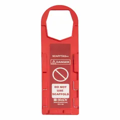 Red/white rectangular plastic tag holder for displaying danger tags in industrial safety applications. Suitable for indoor/outdoor use. Measures 11 3/4 in height by 3 1/2 in width. Sold in a 10-pack.