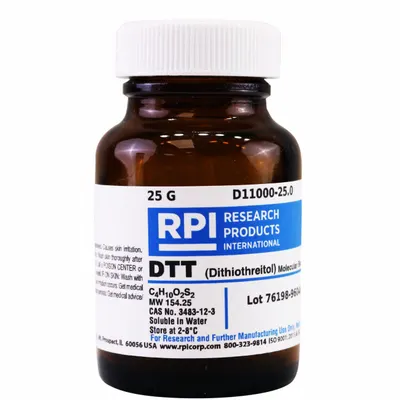 RPI DTT (DL-Dithiothreitol) (Clelands Reagents): 25 g Volume, BSE/TSE Free - Protease Inhibitors
