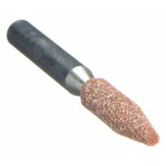 This NORTON mounted point features a 60 grit aluminum oxide abrasive in an A15 shape. It is used for deburring, blending, and finishing on carbon steel surfaces in tool rooms, mold making, and metal fabrication.