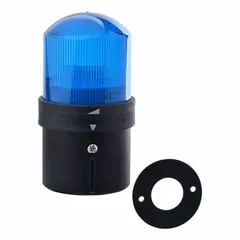 Single-tier tower light assembly with a steady blue light tier for visual status indication. Operates at 250V. No sounder tier included. Used on industrial machinery and control panels to signal operating conditions.