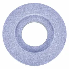 This NORTON grinding wheel is a Type 5 recessed wheel with dimensions 14" x 1 1/2" x 5" and specification 32A60-KVBE. It has a wheel hardness of K. Designed for moderate-to-heavy grinding of tool steels, the recessed shape allows closer access to work surfaces for sharpening, shaping, and deburring hardened steel tools.