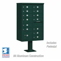 Cluster Box Unit: CBU, 14 Doors, Horizontal, 62 in H x 30 1/2 in W x 18 in D, Pedestal Mounting (MPN 3313GRN-U)