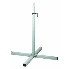 This steel pedestal base provides a stable platform for supporting fans and other equipment in industrial settings. The powder-coated gray finish offers corrosion resistance. Assembly hardware is included for installation.